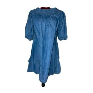 Speed Control NY Small Blue Jean Denim Off The Shoulder Dress Puff Sleeves